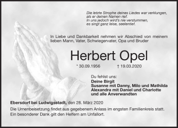Traueranzeige von Herbert Opel von Neue Presse Coburg