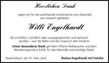 Traueranzeige von Willi Engelhardt von Neue Presse Coburg