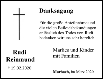 Traueranzeige von Rudi Reinmund von Neue Presse Coburg