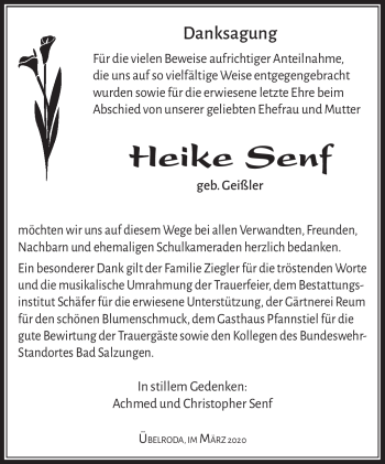 Traueranzeige von Heike Senf von Südthüringer Presse