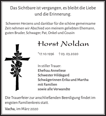 Traueranzeige von Horst Noldan von Südthüringer Presse