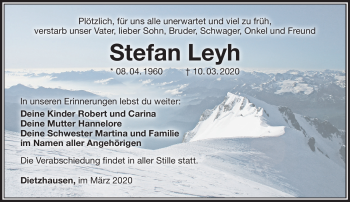 Traueranzeige von Stefan Leyh von Südthüringer Presse