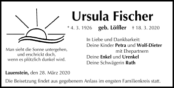 Traueranzeige von Ursula Fischer von Neue Presse Coburg
