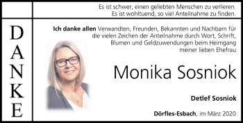 Traueranzeige von Monika Sosniok von Neue Presse Coburg