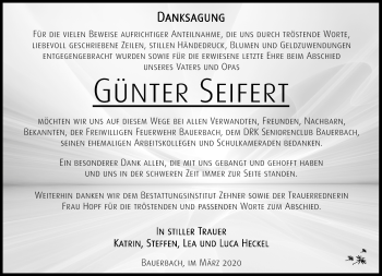 Traueranzeige von Günter Seifert von Südthüringer Presse