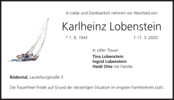 Traueranzeige von Karl-Heinz Lobenstein von Neue Presse Coburg