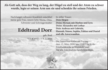 Traueranzeige von Edeltraud Dorr von Frankenpost