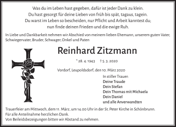 Traueranzeige von Reinhard Zitzmann von Frankenpost