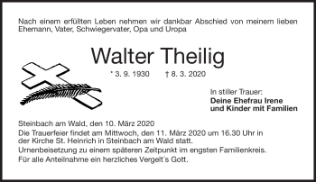 Traueranzeige von Walter Theilig von Neue Presse Coburg