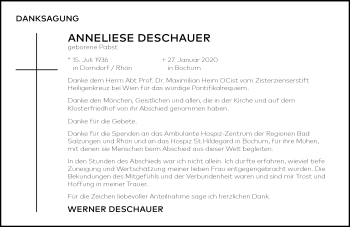 Traueranzeige von Anneliese Drescher von Südthüringer Presse