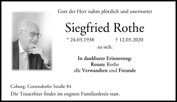 Traueranzeige von Siegfried Rothe von Neue Presse Coburg