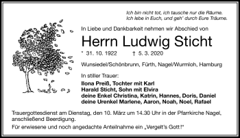 Traueranzeige von Ludwig Sticht von Frankenpost