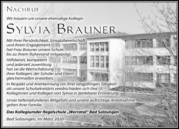 Traueranzeige von Sylvia Brauner von Südthüringer Presse