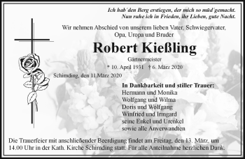 Traueranzeige von Robert Kießling von Frankenpost