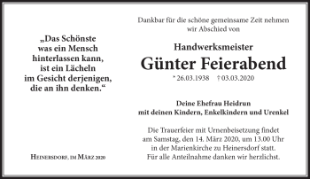 Traueranzeige von Günter Feierabend von Südthüringer Presse