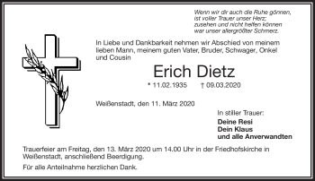 Traueranzeige von Erich Dietz von Frankenpost
