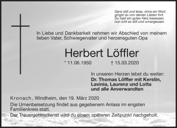 Traueranzeige von Herbert Löffler von Neue Presse Coburg