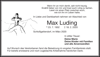 Traueranzeige von Max Luding von Frankenpost