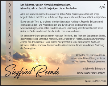 Traueranzeige von Seigfried Remde von Südthüringer Presse