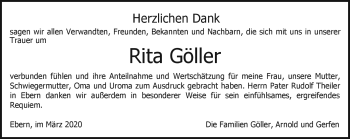 Traueranzeige von Rita Göller von Neue Presse Coburg