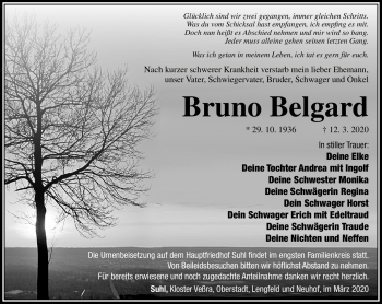 Traueranzeige von Bruno Belgrad von Südthüringer Presse
