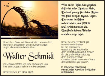 Traueranzeige von Walter Schmidt von Südthüringer Presse