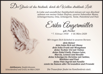 Traueranzeige von Erika Angermüller von Südthüringer Presse