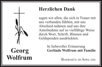 Traueranzeige von Georg Wolfrum von Frankenpost