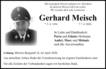 Traueranzeige von Gerhard Meisch von Neue Presse Coburg