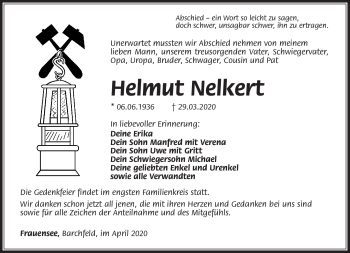 Traueranzeige von Helmut Nelkert von Südthüringer Presse
