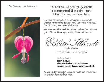 Traueranzeige von Elsbeth Illhardt von Südthüringer Presse