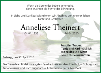 Traueranzeige von Anneliese Theinert von Neue Presse Coburg