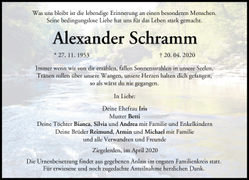 Traueranzeige von Alexander Schramm von Neue Presse Coburg