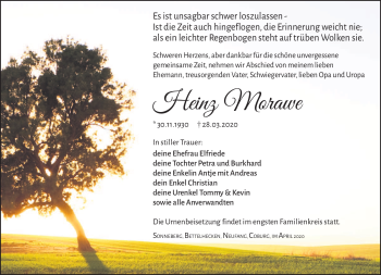 Traueranzeige von Heinz Murawe von Südthüringer Presse
