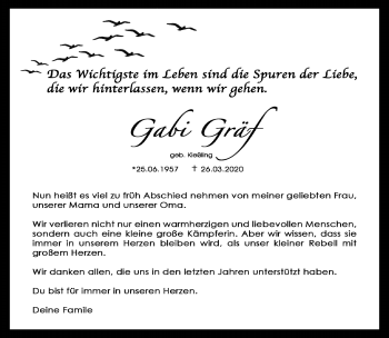Traueranzeige von Gabi Gräf von Frankenpost