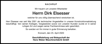 Traueranzeige von Dirk Elsesser von Neue Presse Coburg