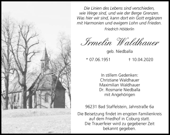 Traueranzeige von Irmelin Waldhauer von Neue Presse Coburg