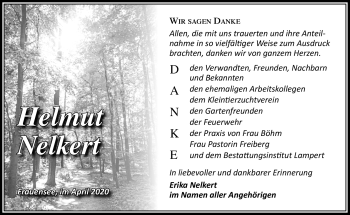Traueranzeige von Helmut Nelker von Südthüringer Presse