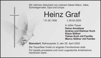 Traueranzeige von Heinz Graf von Neue Presse Coburg