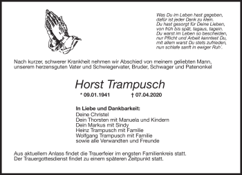 Traueranzeige von Horst Trampusch von Neue Presse Coburg