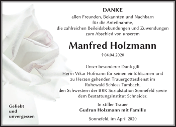 Traueranzeige von Manfred Holzmann von Neue Presse Coburg