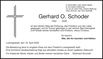 Traueranzeige von Gerhard Schoder von Neue Presse Coburg