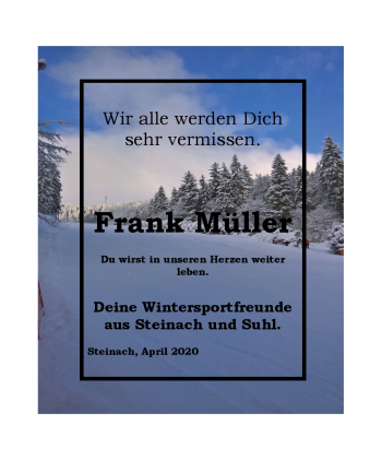 Traueranzeige von Frank Müller von Südthüringer Presse