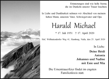 Traueranzeige von Harald Michael von Frankenpost