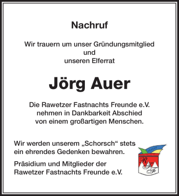 Traueranzeige von Jörg Auer von Frankenpost