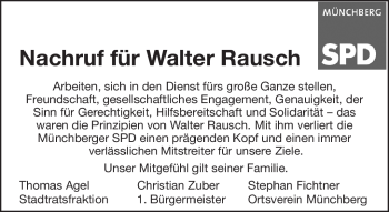 Traueranzeige von Walter Rausch von Frankenpost