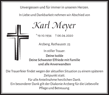 Traueranzeige von Karl Meyer von Frankenpost