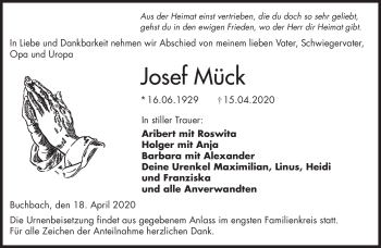 Traueranzeige von Josef Mück von Neue Presse Coburg
