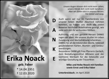Traueranzeige von Erika Noack von Südthüringer Presse