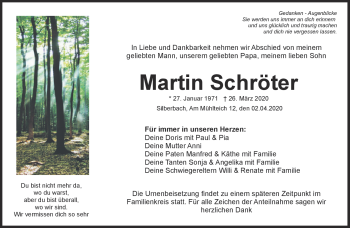 Traueranzeige von Martin Schröter von Frankenpost